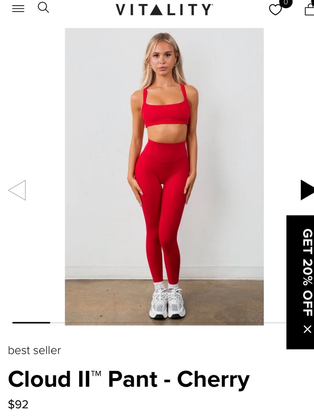 Cloud II Vitality cherry red high waisted athletic leggings